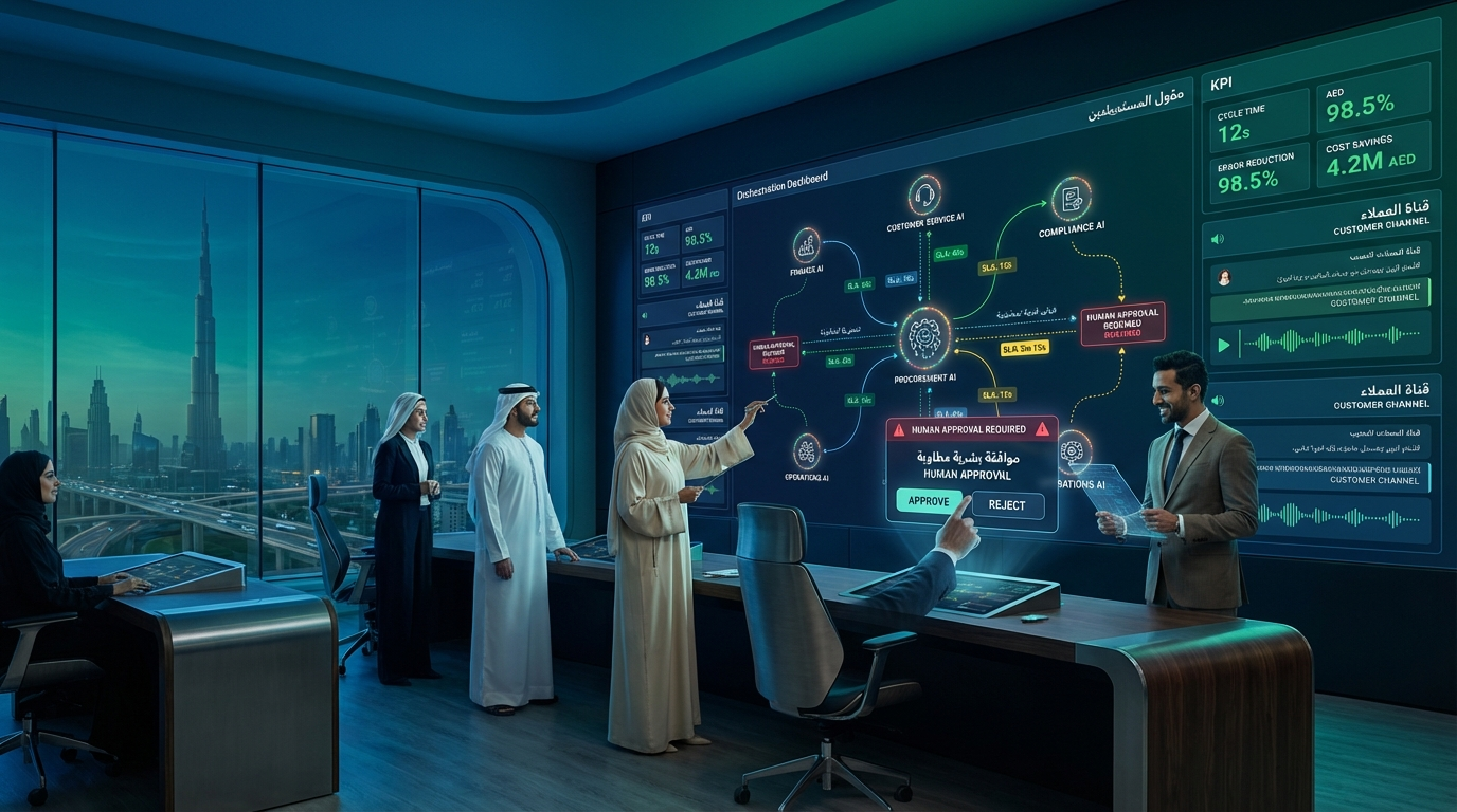 Multi-agent AI systems coordinating operations across Dubai business teams